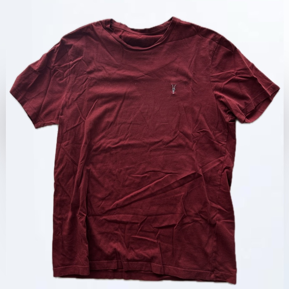 ALL SAINTS Maroon Embroidered T Shirt